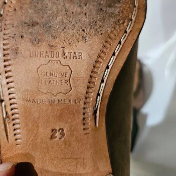 Dorado Star Brown Leather Ankle Booties Boots Western Bohemian Women's 23 MX - Picture 9 of 10